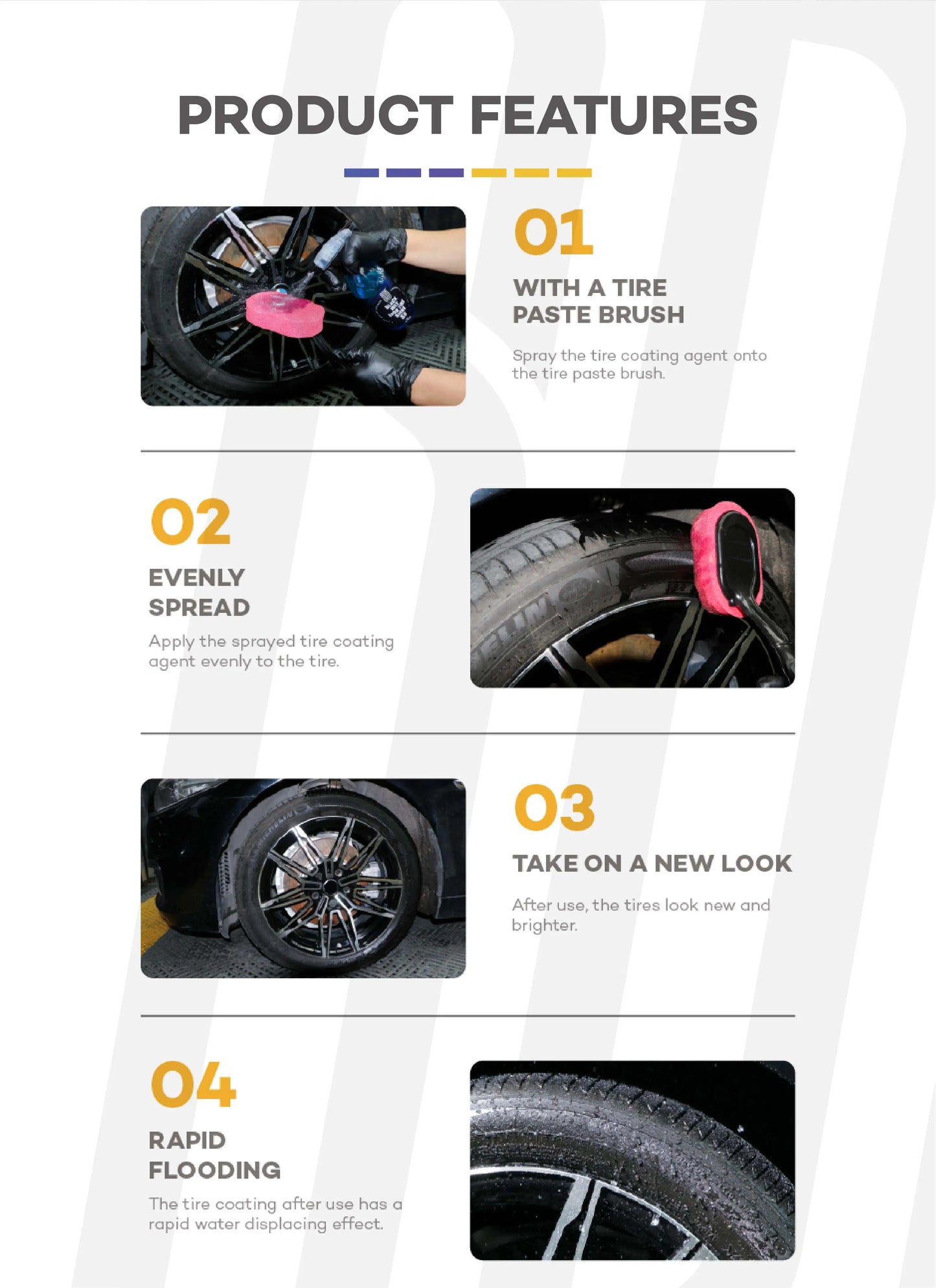 Black Wet Look Tire Shine Dressing -Automotive Clear Coat Tire Dressing Spray for Glossy Wet Tire Look,Vinyl & Plastic,Oil-Based