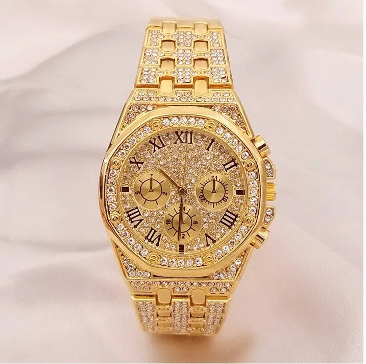 Luxury Ice Out Watches Men Gold Diamond Watches Fashion Business Quartz Wristwatches Male Clock Reloj Hombre Relogio Masculino