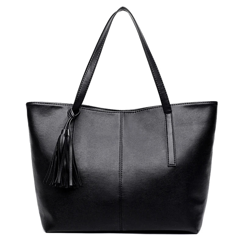 Ladies Large Capacity Handbags Women Retro Tassel Design Tote Luxury Brand PU Leather Shoulder Bag Female Top Handle Sac A Main