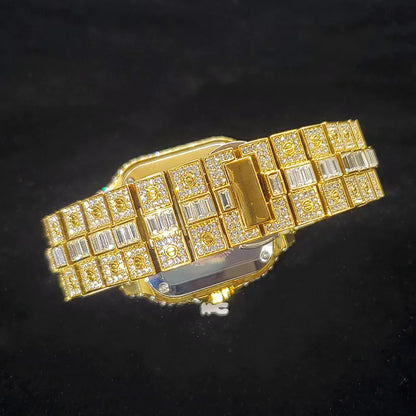 Luxurious Full Diamond Watch For Men Popular Rose Gold Iced Out Quarz Watches Fashion Hip Hop Jewelry Reloj Hombre Dropshipping