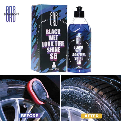 Black Wet Look Tire Shine Dressing -Automotive Clear Coat Tire Dressing Spray for Glossy Wet Tire Look,Vinyl & Plastic,Oil-Based