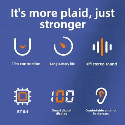Bluetooth 5.4 wireless headphones, long battery life, single-ear digital display, sports, sleep and music headphones