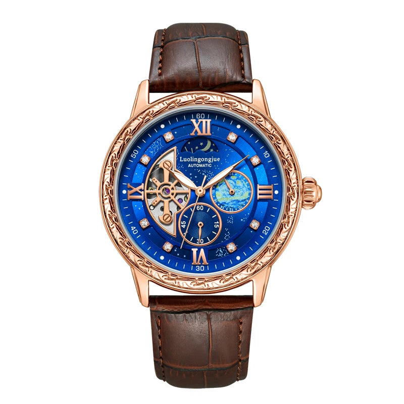 Luxurious Men's Business Automatic Mechanical Watch, with a Skeleton Design, Fashionable, Casual, Simple, Versatile, Stylish Men's Watch, Combining Luxury and Fashion, Perfect as a Gift during Holidays and Business Gatherings
