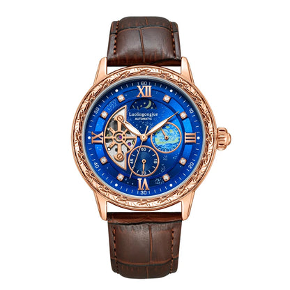 Luxurious Men's Business Automatic Mechanical Watch, with a Skeleton Design, Fashionable, Casual, Simple, Versatile, Stylish Men's Watch, Combining Luxury and Fashion, Perfect as a Gift during Holidays and Business Gatherings