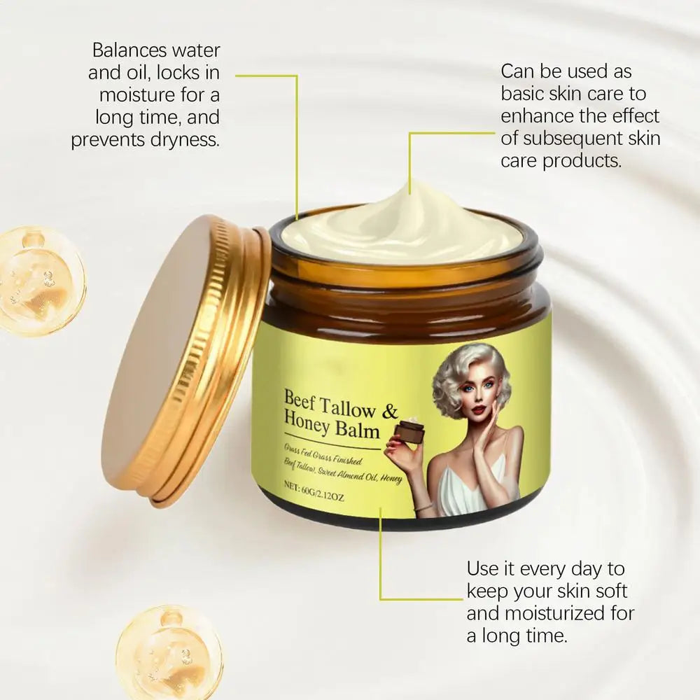 Beef Tallow Honey Balm Skin Softening Lotion Repair Barrier Care Whipped Beef Tallow & Honey Balm Lifting Firming Tighten cream