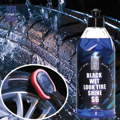Black Wet Look Tire Shine Dressing -Automotive Clear Coat Tire Dressing Spray for Glossy Wet Tire Look,Vinyl & Plastic,Oil-Based