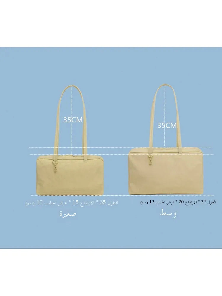 BAGGU Large Square Shoulder Bag Horizontal Casual Canvas Top-Handle Handbag Simple Leisure Bowler Bag for Everyday Use