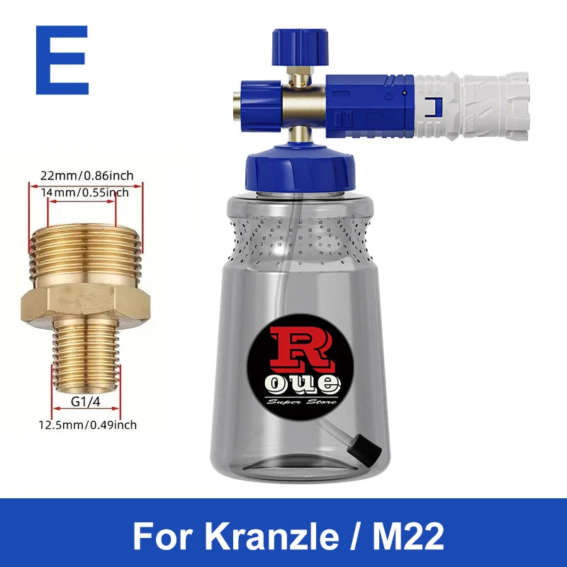 ROUE Snow Foam Lance Foamer Cannon Gun Soap Foam Generator High Pressure Car Washer Accessories For Karcher Nilfisk Parkside WAP