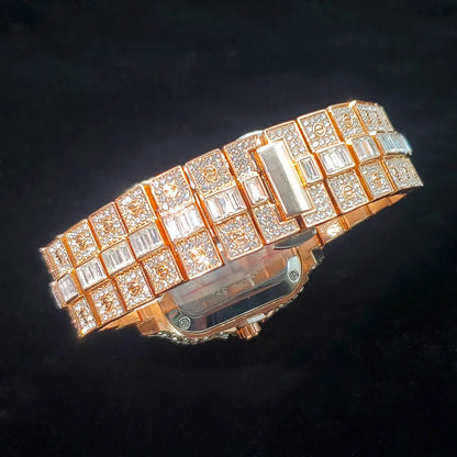 Luxurious Full Diamond Watch For Men Popular Rose Gold Iced Out Quarz Watches Fashion Hip Hop Jewelry Reloj Hombre Dropshipping