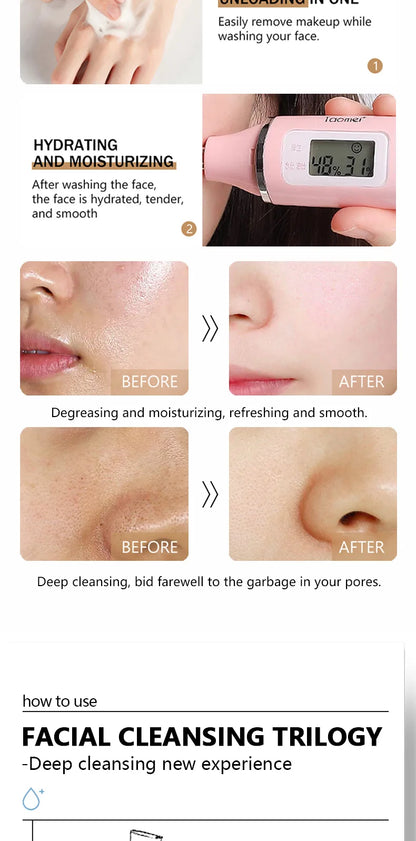 RAVE LADY Low PH 150ml Facial Cleanser Gentle Oil Control Moisturizing Face Wash Whitening Facial Foam Exfoliating Deep Remove