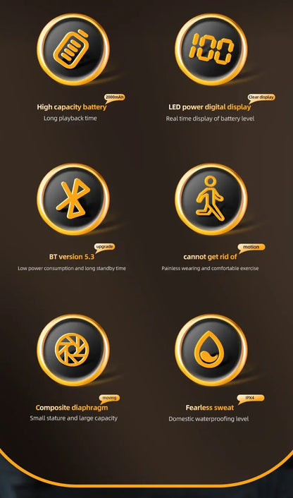 2023 New True Wireless BT Headphones: High Quality, Long Life, Digital Display and Pluggable Memory Card Playback!