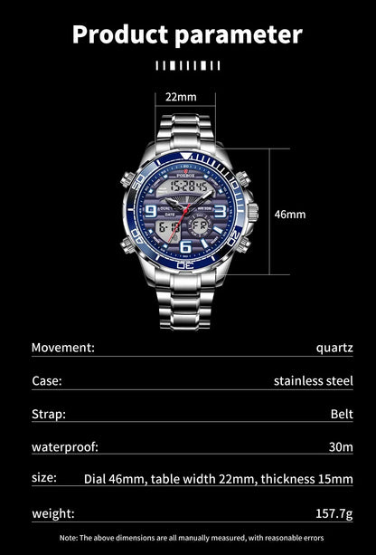 2024 Top Brand Luxury Digital Mens Watches Top Luxury Sport Quartz Wristwatch For Men All Steel Military Waterproof Clock+Box