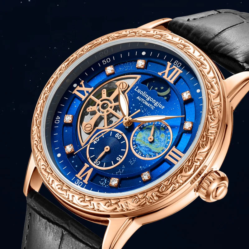 Luxurious Men's Business Automatic Mechanical Watch, with a Skeleton Design, Fashionable, Casual, Simple, Versatile, Stylish Men's Watch, Combining Luxury and Fashion, Perfect as a Gift during Holidays and Business Gatherings