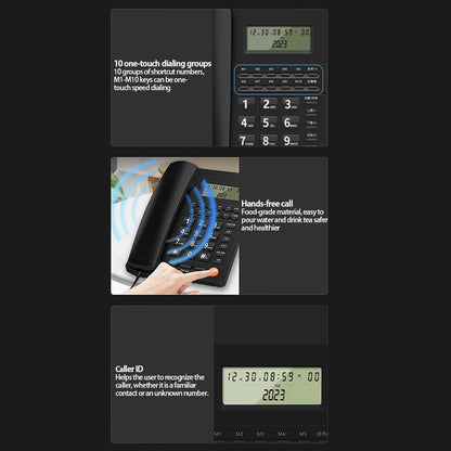 Desk Corded Telephone With Display For Home/Hotel/Office Support Music On Hold Landline Phone Corded B