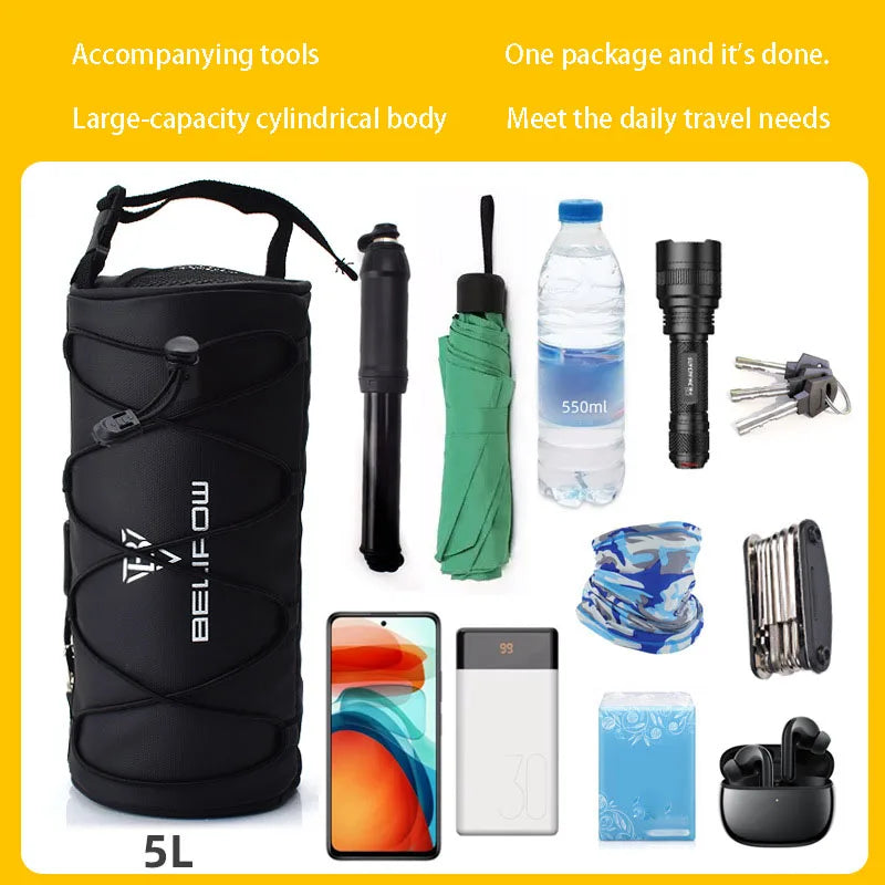 2L 5L Bike Handlebar Bag, Bicycle Front Bag Shoulder Bag Storage Bag with Shoulder Strap for Road Mountain Bike Cycling Travel