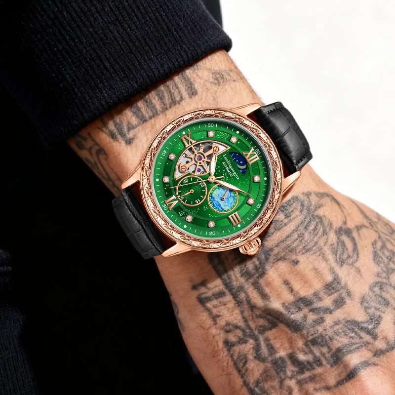 Luxurious Men's Business Automatic Mechanical Watch, with a Skeleton Design, Fashionable, Casual, Simple, Versatile, Stylish Men's Watch, Combining Luxury and Fashion, Perfect as a Gift during Holidays and Business Gatherings