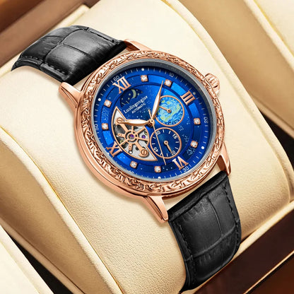 Luxurious Men's Business Automatic Mechanical Watch, with a Skeleton Design, Fashionable, Casual, Simple, Versatile, Stylish Men's Watch, Combining Luxury and Fashion, Perfect as a Gift during Holidays and Business Gatherings