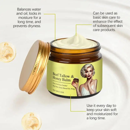 Beef Tallow Honey Balm Skin Softening Lotion Repair Barrier Care Whipped Beef Tallow & Honey Balm Lifting Firming Tighten cream