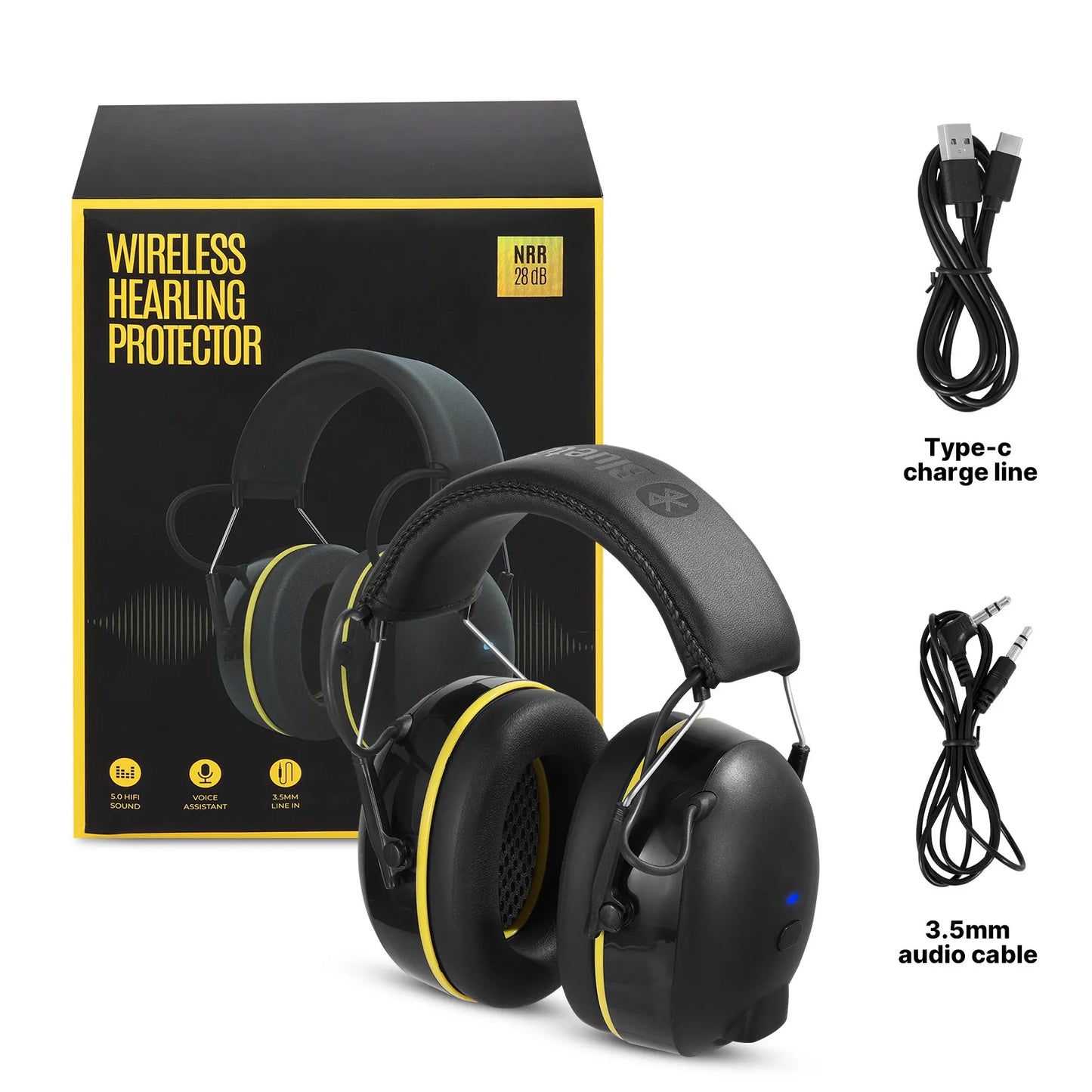 Electronic Headphone 5.0 Bluetooth Earmuffs Hearing Protection Headphones for Music Safety Noise Reduction Charging