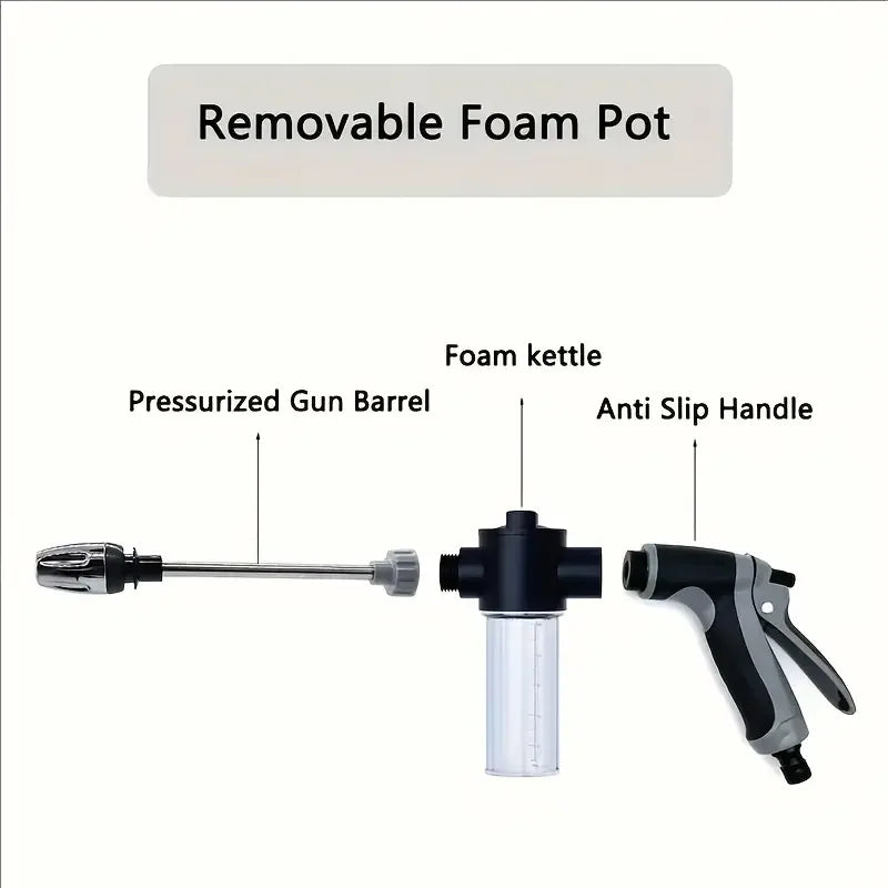 High Pressure Car Wash Foam Gun With Long Handle - Adjustable Nozzle For Cleaning, Watering And inflating Tires - includes Foam