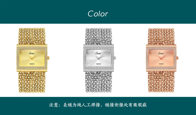 Luxury Fashion Gold watches for women Large Dial Delicate Bracelet Quartz womens watch Water Resistant reloj mujer