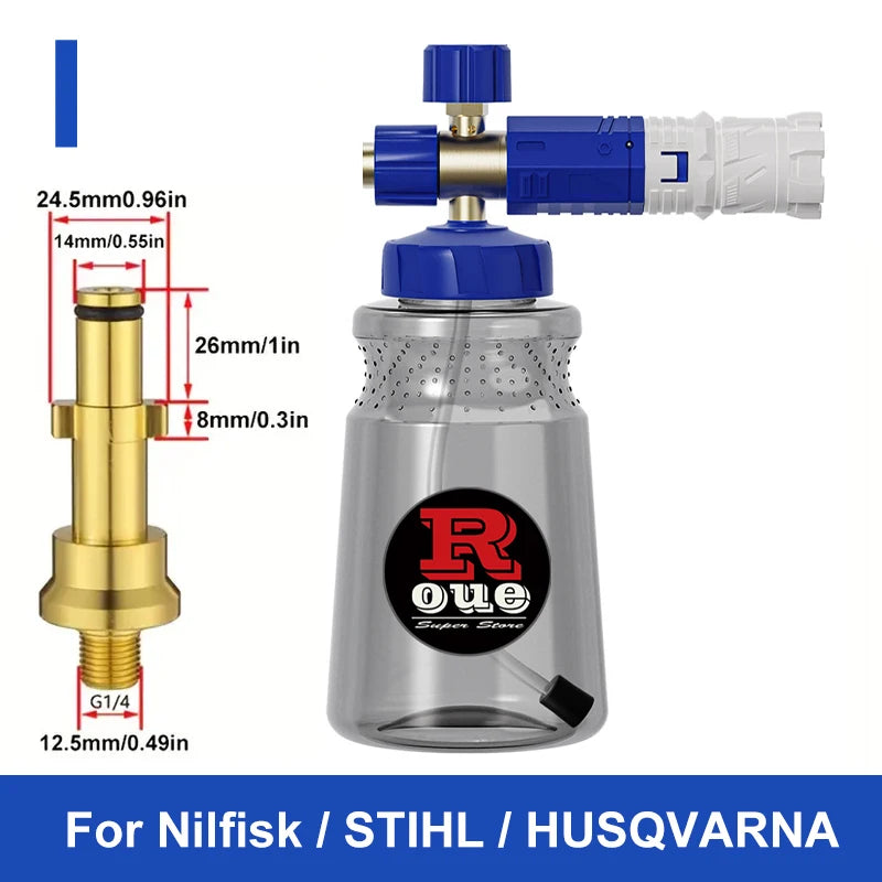 ROUE Snow Foam Lance Foamer Cannon Gun Soap Foam Generator High Pressure Car Washer Accessories For Karcher Nilfisk Parkside WAP