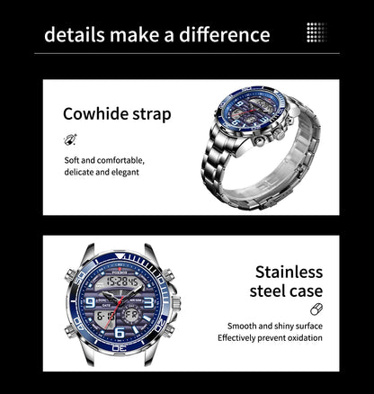 2024 Top Brand Luxury Digital Mens Watches Top Luxury Sport Quartz Wristwatch For Men All Steel Military Waterproof Clock+Box