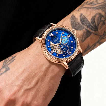 Luxurious Men's Business Automatic Mechanical Watch, with a Skeleton Design, Fashionable, Casual, Simple, Versatile, Stylish Men's Watch, Combining Luxury and Fashion, Perfect as a Gift during Holidays and Business Gatherings