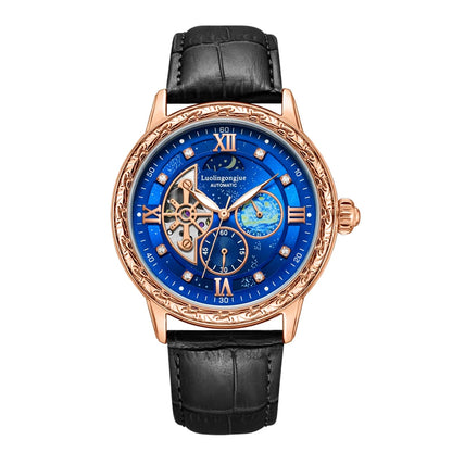 Luxurious Men's Business Automatic Mechanical Watch, with a Skeleton Design, Fashionable, Casual, Simple, Versatile, Stylish Men's Watch, Combining Luxury and Fashion, Perfect as a Gift during Holidays and Business Gatherings