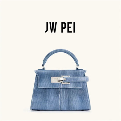 JW PEI Women's Handbag Elise Designer Fashion 2025 New Denim Blue Tote Bag Small Square Crossbody Bag Premium Women Bag