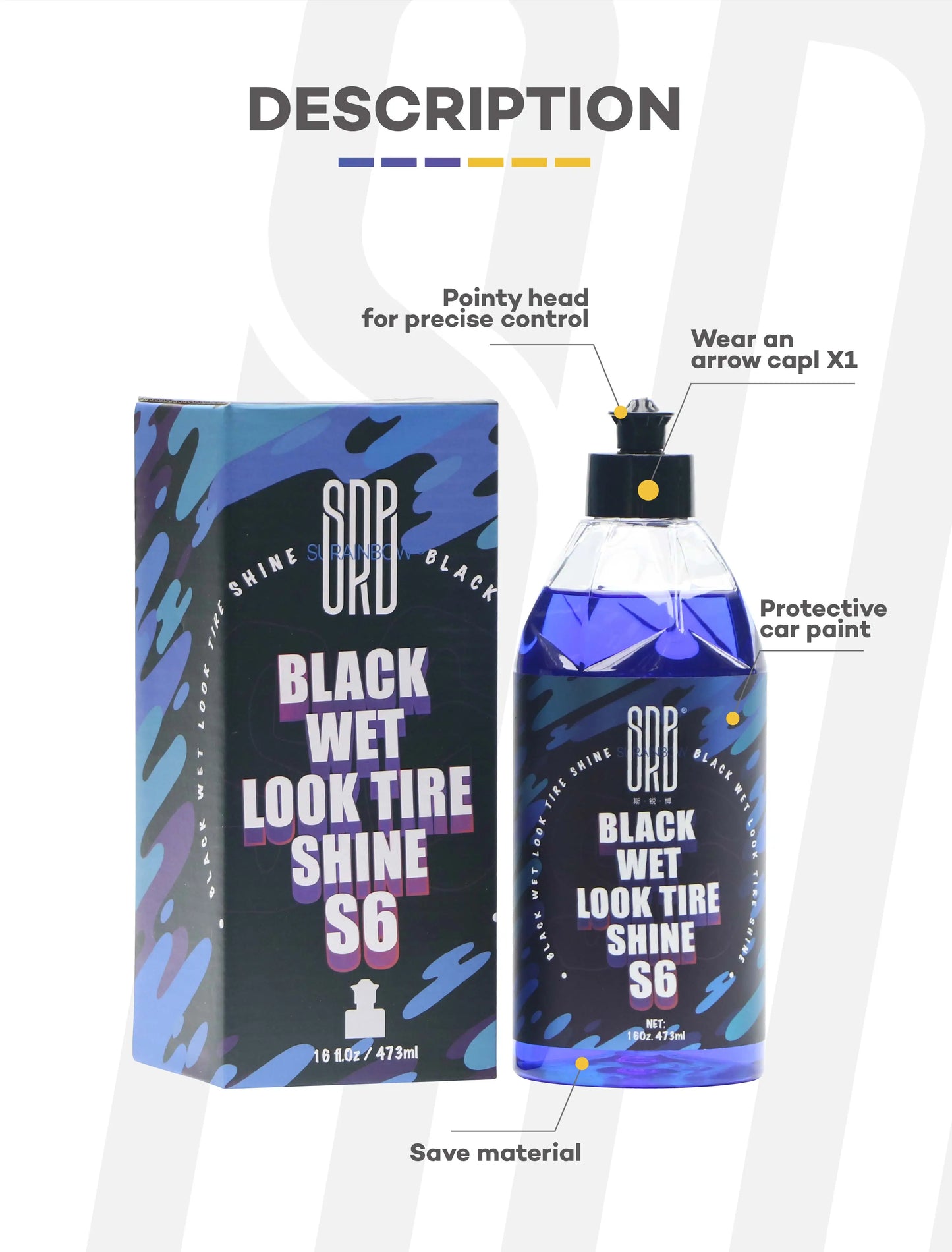 Black Wet Look Tire Shine Dressing -Automotive Clear Coat Tire Dressing Spray for Glossy Wet Tire Look,Vinyl & Plastic,Oil-Based