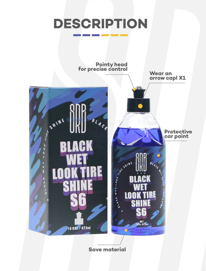 Black Wet Look Tire Shine Dressing -Automotive Clear Coat Tire Dressing Spray for Glossy Wet Tire Look,Vinyl & Plastic,Oil-Based