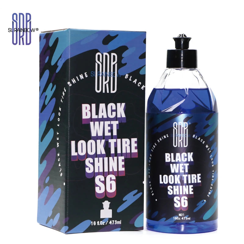 Black Wet Look Tire Shine Dressing -Automotive Clear Coat Tire Dressing Spray for Glossy Wet Tire Look,Vinyl & Plastic,Oil-Based