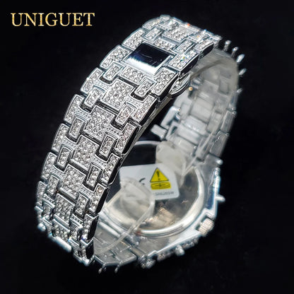 Luxury Watch For Men Full Iced Diamond Quartz Watches For Man Bright Zircon Hip Hop Hand Clock Luminous Waterproof reloj hombre
