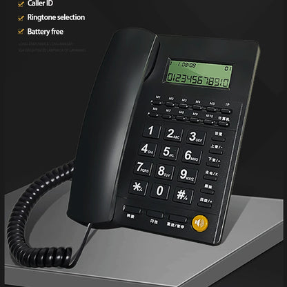 Desk Corded Telephone With Display For Home/Hotel/Office Support Music On Hold Landline Phone Corded B