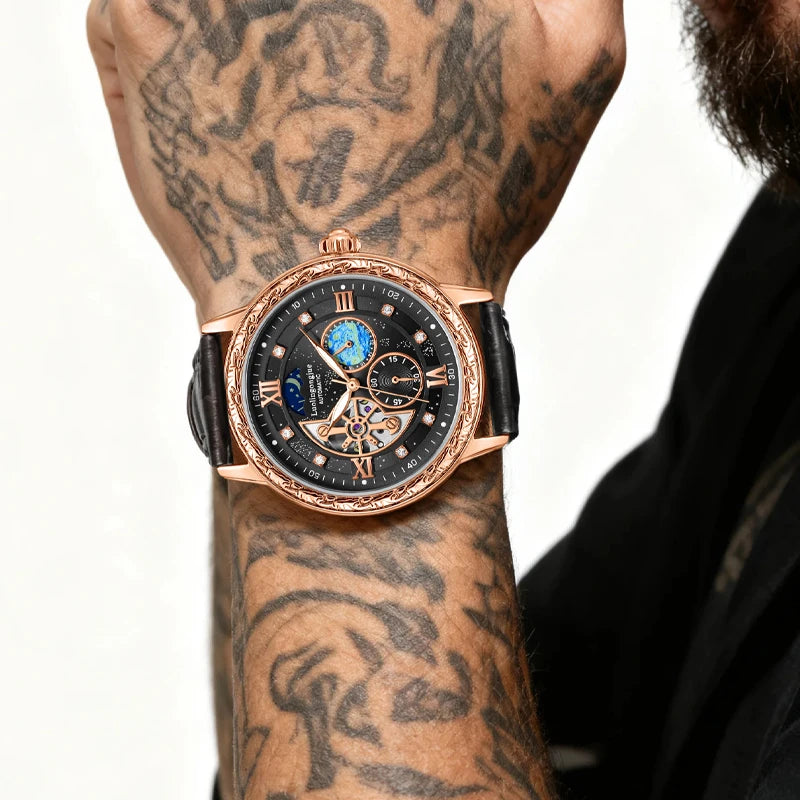 Luxurious Men's Business Automatic Mechanical Watch, with a Skeleton Design, Fashionable, Casual, Simple, Versatile, Stylish Men's Watch, Combining Luxury and Fashion, Perfect as a Gift during Holidays and Business Gatherings