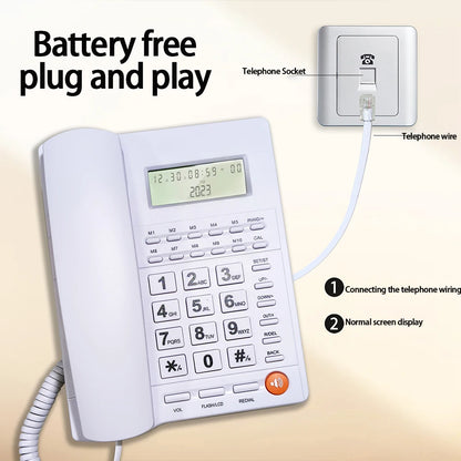 Desk Corded Telephone With Display For Home/Hotel/Office Support Music On Hold Landline Phone Corded B