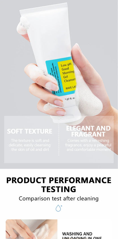 RAVE LADY Low PH 150ml Facial Cleanser Gentle Oil Control Moisturizing Face Wash Whitening Facial Foam Exfoliating Deep Remove