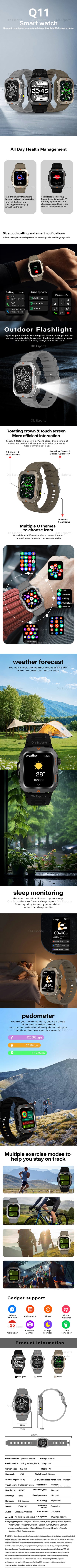 Men Smart Watch Bluetooth Call Sleep Heart Rate Health Monitor Outdoor LED Flashlight Waterproof Sports Watche For Android IOS