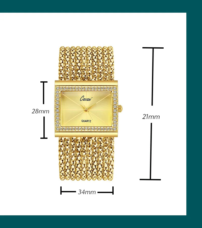 Luxury Fashion Gold watches for women Large Dial Delicate Bracelet Quartz womens watch Water Resistant reloj mujer