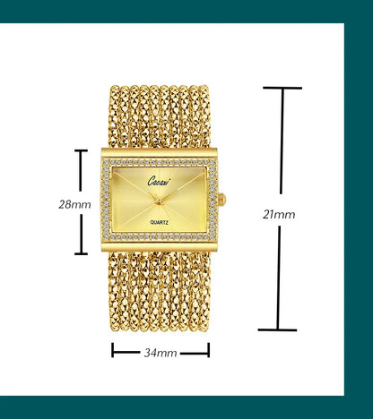 Luxury Fashion Gold watches for women Large Dial Delicate Bracelet Quartz womens watch Water Resistant reloj mujer