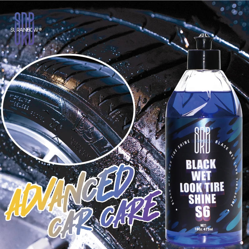Black Wet Look Tire Shine Dressing -Automotive Clear Coat Tire Dressing Spray for Glossy Wet Tire Look,Vinyl & Plastic,Oil-Based