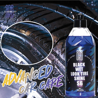 Black Wet Look Tire Shine Dressing -Automotive Clear Coat Tire Dressing Spray for Glossy Wet Tire Look,Vinyl & Plastic,Oil-Based