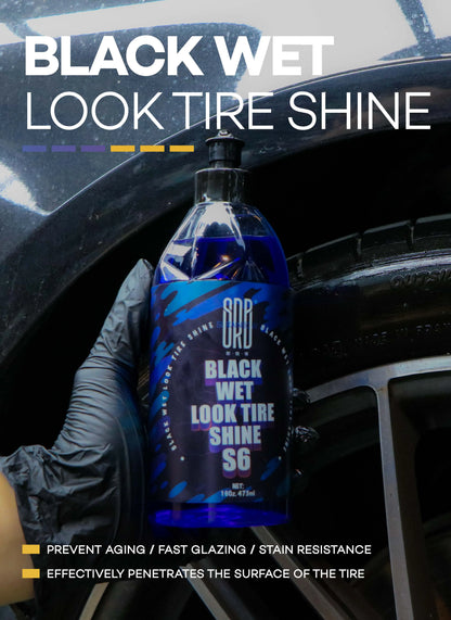 Black Wet Look Tire Shine Dressing -Automotive Clear Coat Tire Dressing Spray for Glossy Wet Tire Look,Vinyl & Plastic,Oil-Based