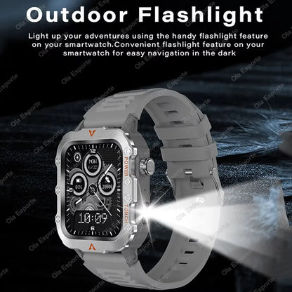 Men Smart Watch Bluetooth Call Sleep Heart Rate Health Monitor Outdoor LED Flashlight Waterproof Sports Watche For Android IOS