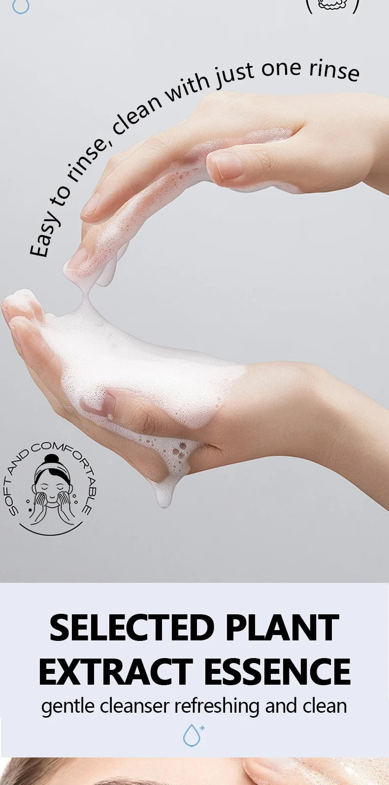 RAVE LADY Low PH 150ml Facial Cleanser Gentle Oil Control Moisturizing Face Wash Whitening Facial Foam Exfoliating Deep Remove