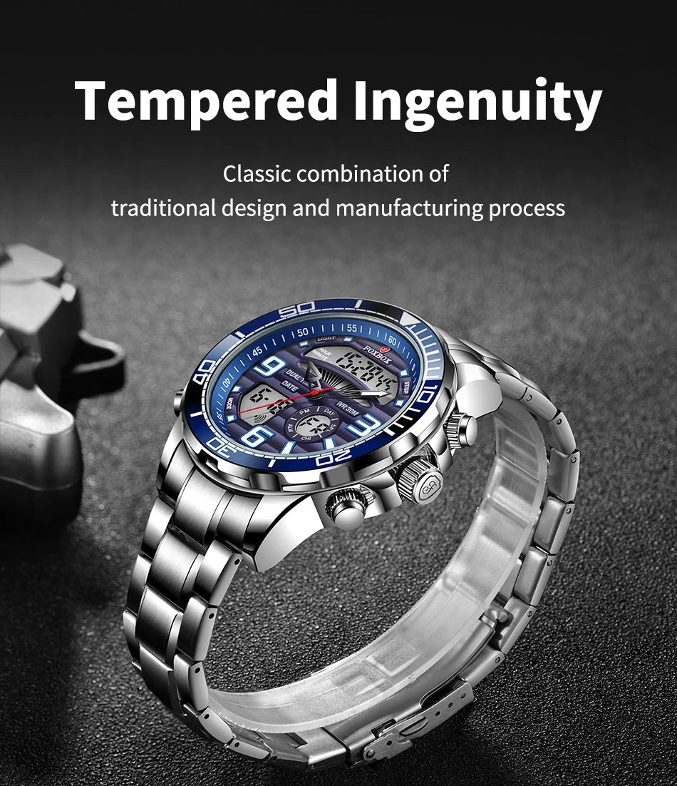 2024 Top Brand Luxury Digital Mens Watches Top Luxury Sport Quartz Wristwatch For Men All Steel Military Waterproof Clock+Box