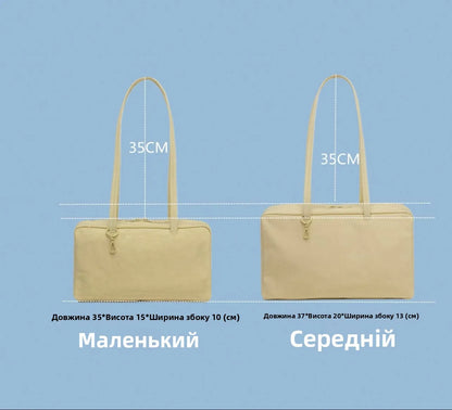 BAGGU Large Square Shoulder Bag Horizontal Casual Canvas Top-Handle Handbag Simple Leisure Bowler Bag for Everyday Use