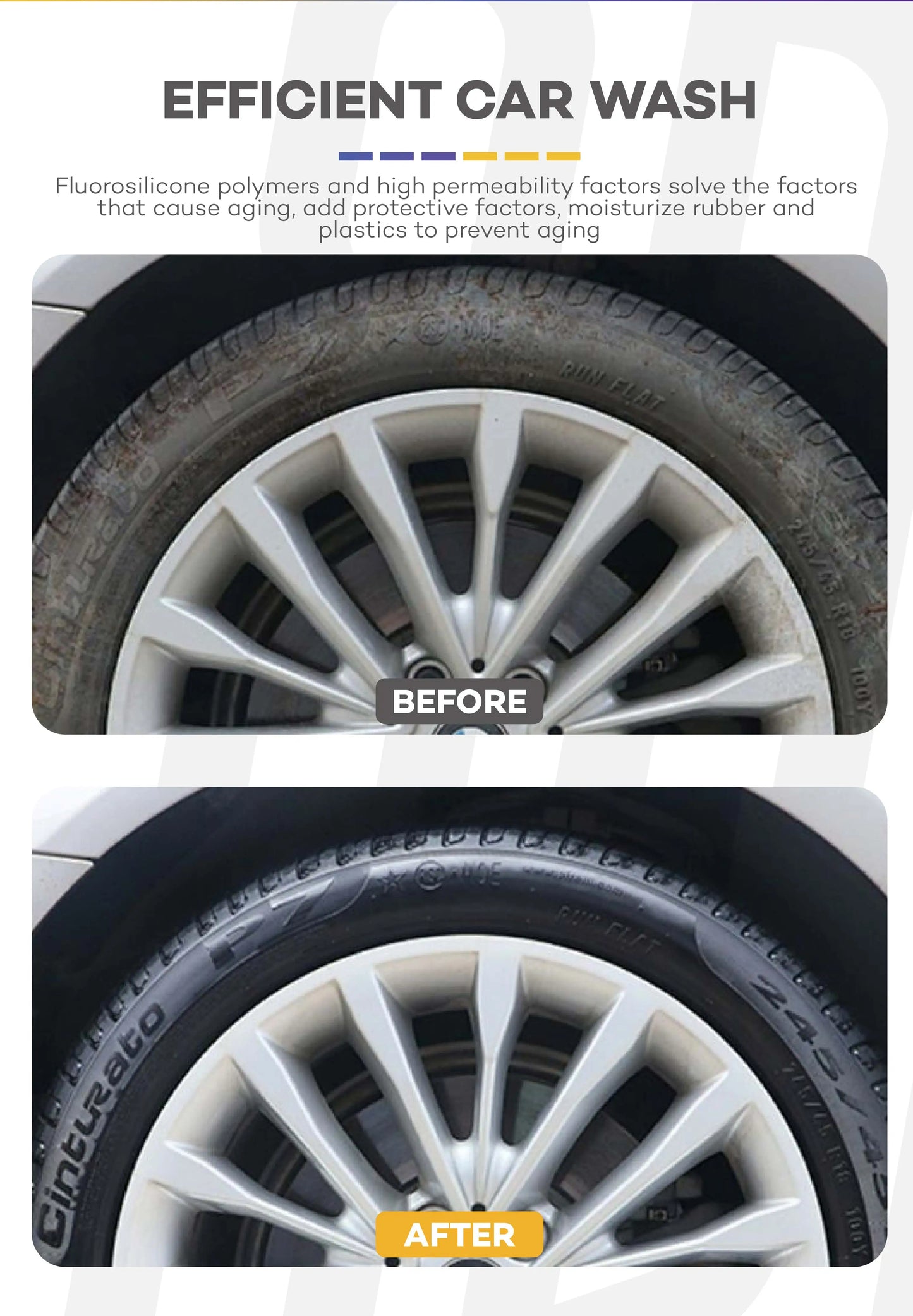 Black Wet Look Tire Shine Dressing -Automotive Clear Coat Tire Dressing Spray for Glossy Wet Tire Look,Vinyl & Plastic,Oil-Based