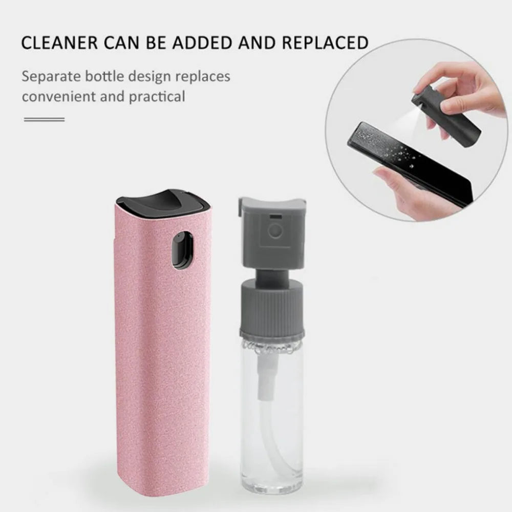 1 pcs 2 In 1 Phone Screen Cleaner Spray Portable Tablet Mobile PC Screen Cleaner Microfiber Cloth Set Cleaning Artifact Storage